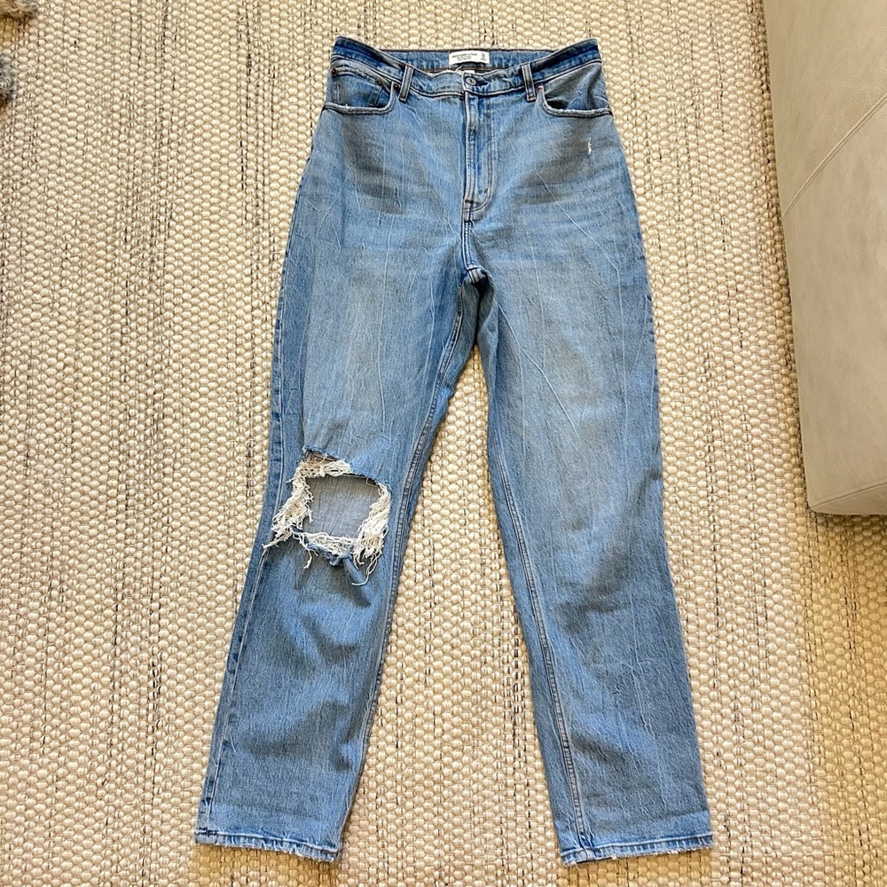 A&F Abercrombie & Fitch Curve Love 90s Straight Ultra High Rise 12 Long 31L